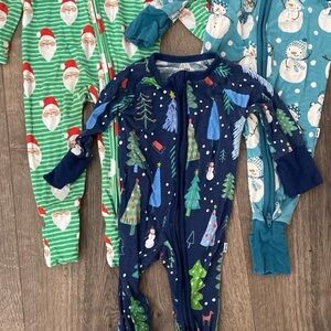 Little Sleepies Blue Festive Footie